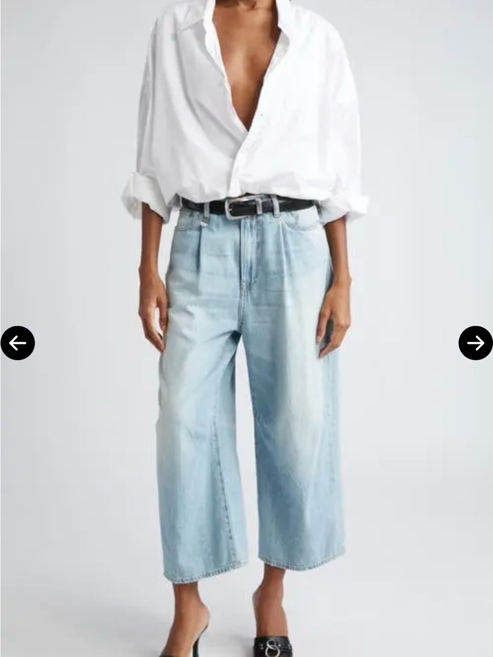 R13 Pleated Crop Wide-Leg Jeans